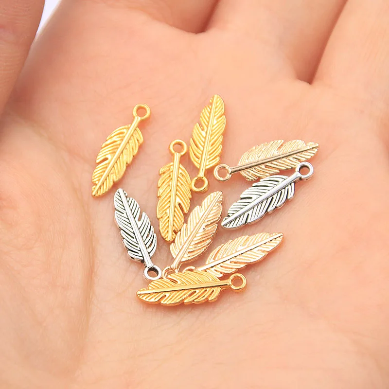 100 قطعة 2021 جديد 5*15 مللي متر 6 اللون المعادن سبائك الزنك أوراق صغيرة Charms صالح مجوهرات النبات قلادة جالبة للحظ Makings لتقوم بها بنفسك الحرف اليدوية