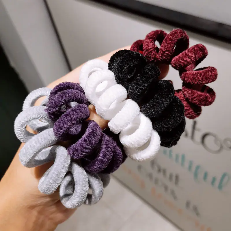 New Winter Korean Furry Telephone Wire Line Fur Hair Tie Spiral Shape Rubber Eastic Hair Band Ponytail Holder Women Accessories