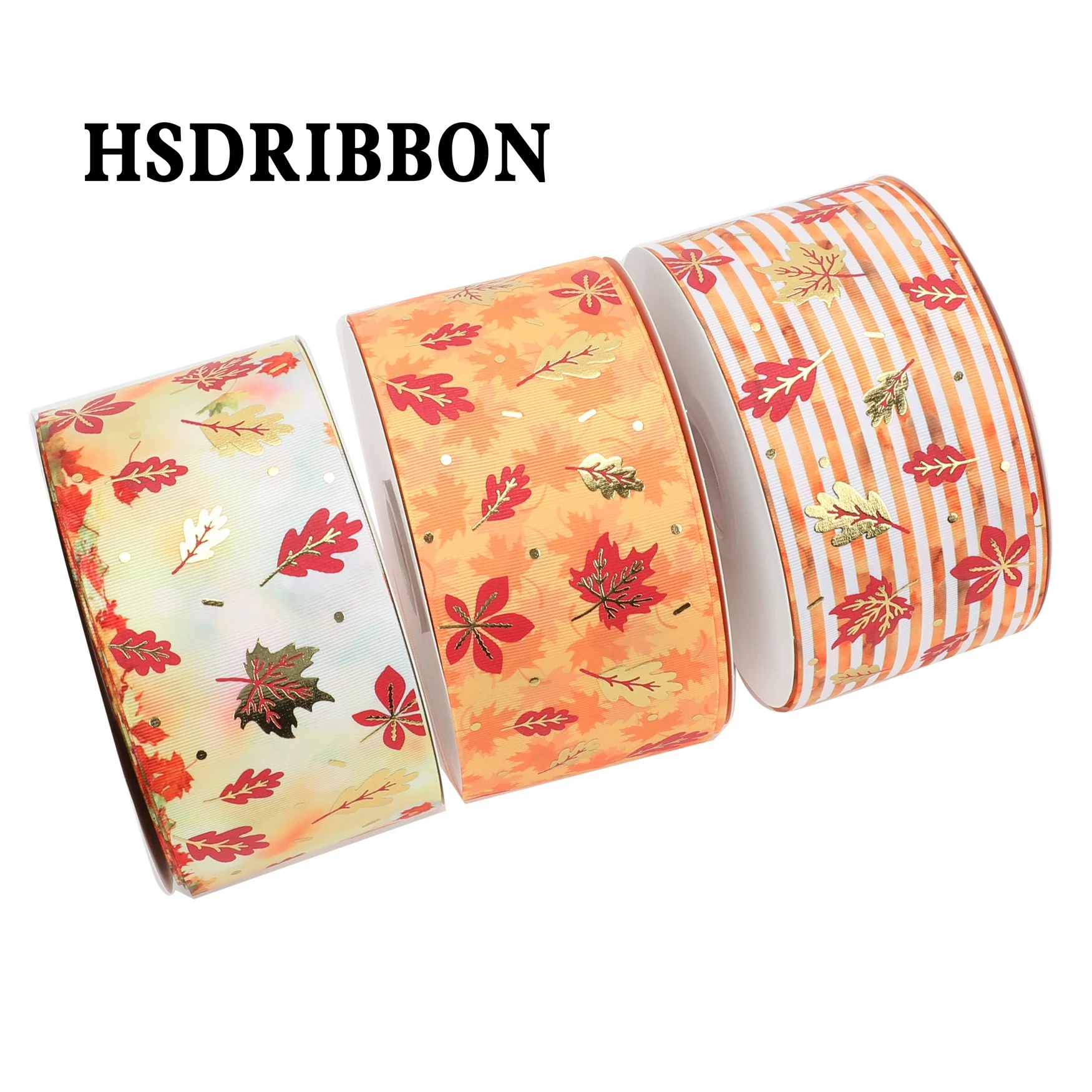 

HSDRIBBON 75mm 3inch hsd-design custom maple leaf Pattern on Grosgrain Ribbon