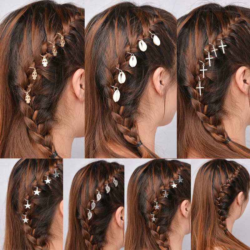 6 Types Dirty Braid Accessory Cool Alloy Africapigtails Clips Cute Star Cross Leaf Simple Ring Pendant Africa Pigtails Claws NEW