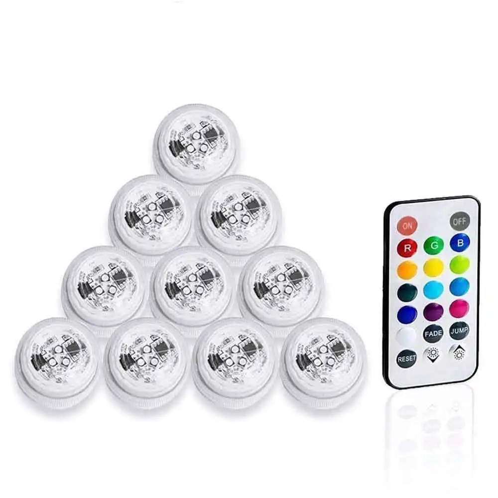 Submersible LED Lights Waterproof RGB Underwater Light For Wedding Tea Light Hot Tub Pond Pool Bathtub Aquarium Party Vase Decor