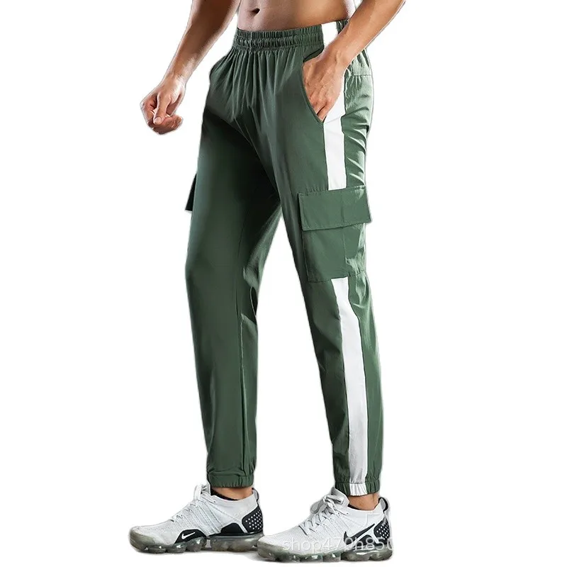 

Men Running Sport Pants With Zipper Pockets Loose Tie Feet Thin Training Fitness Joggers Pants Sweatpants M-4xl