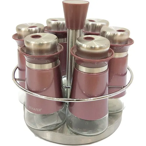 7 piece Rotating Spice Set Damson Spice Jars Sugar Bowl Seasoning Organized The Kitchen Tool Sets Kitchen Utensils