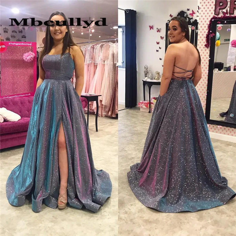 Mbcullyd-impresionante Vestido largo de fiesta con lentejuelas y espalda descubierta para mujer, vestido Formal de noche, barato, talla grande