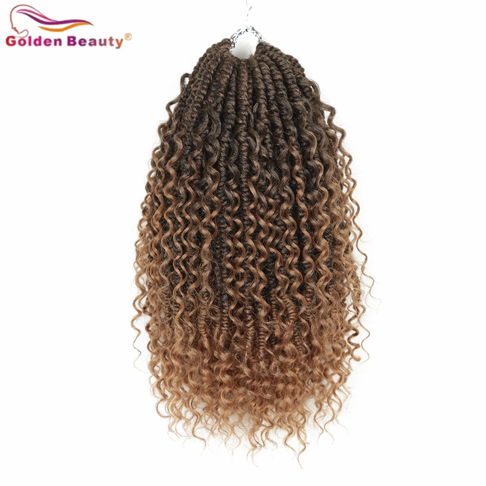 

Golden Beauty Synthetic Hair Crochet Braids High Temperature Fiber Blonde Brown 14Inch Box Braiding Twist For Black Women