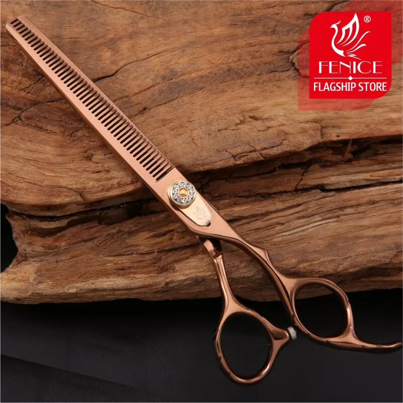 Fenice 7.0 inch Professional Double Teeth Scissors for Pet Dog Grooming Thinner Chunker Thinning Rate 20-30% JP440C