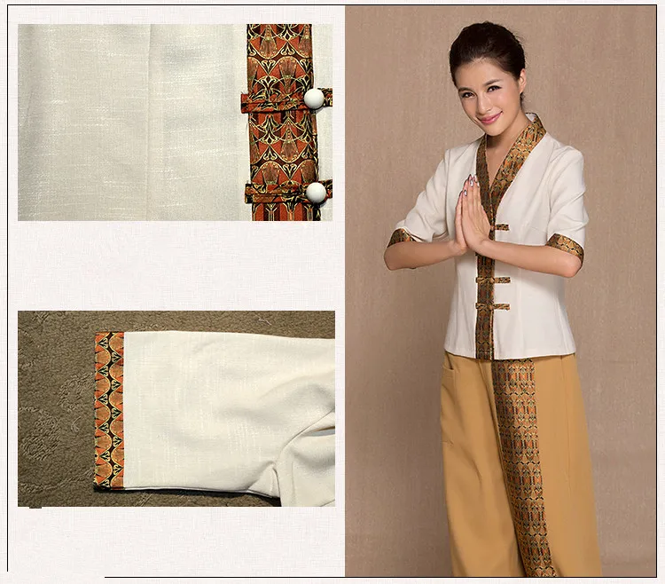 2023 frühling/Herbst Neue Thai Massage Uniform Polyester Top + Hosen Set Schönheit Club Arbeitskleidung Gesundheit Salon Uniform – Detail 5