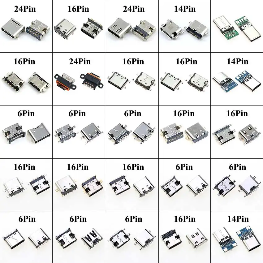 25models Micro USB Type C Connector Charging Dock Port Plug Type-C Socket Female Jack For JBL Xiaomi Huawei Samsung Sony Lenovo