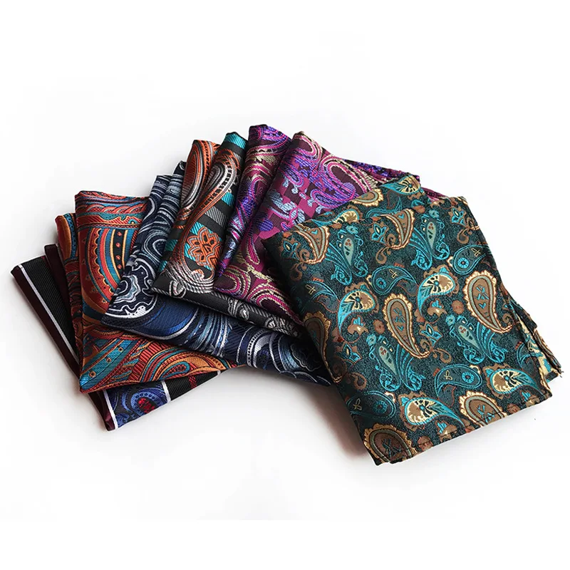 Wholesale&Retail Men\'s 100% Silk Handkerchief Luxury Geometric Floral Pocket Square Men Chest Towel Wedding Party Hankies