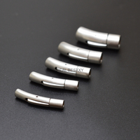 1pc Custom Logo Hole: 2/3/4/5/6/8mm Matte Stainless Steel Round Clasp Leather Cord Bracelet Conector DIY Jewelery Findings