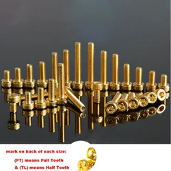 20pcs M2 M2.5 M3 M4 M5 Allen Screw Hex Socket Knurled Cap Cup Head Screw Titanium Gold Plated Bolts Length 4-55mm