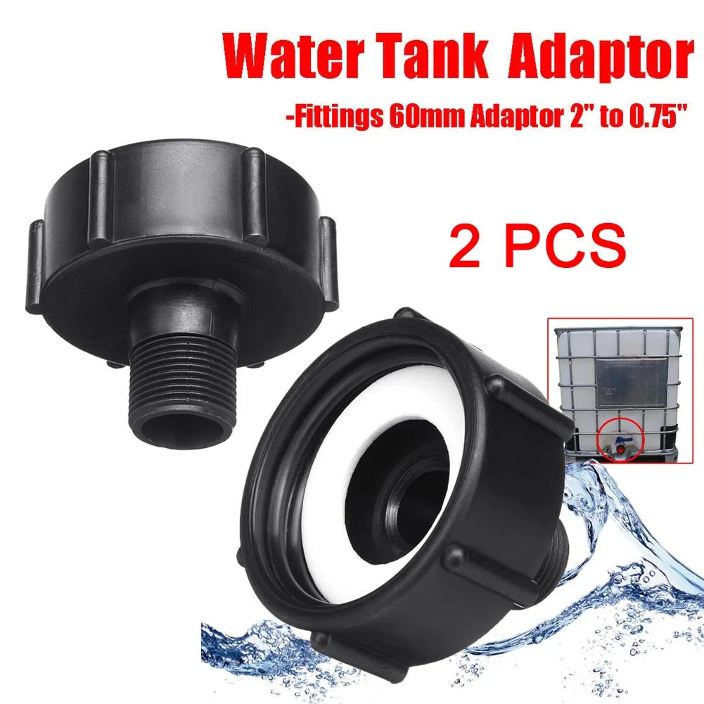 2Pcs 1000L IBC Water Tank Garden Hose Adapter Fitting 60mm Adaptor 0.75