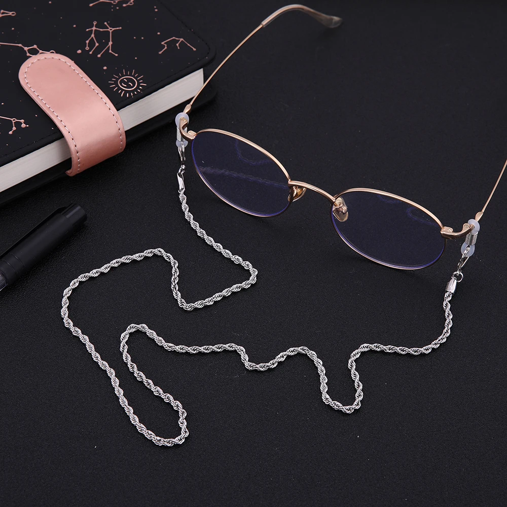 Skyrim Fashion New Twist Design Sunglasses Lanyard Strap Necklace Eyeglass for Women& Man's Gold Silver Color Reading Glasses