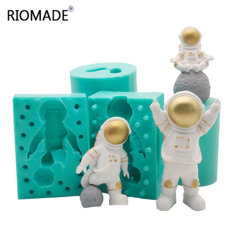 3D Astronaut Silicone Mold DIY Landing On The Moon Styles Fondant Cake Decorating Tools Chocolate Mousse Resin Handmade Mould