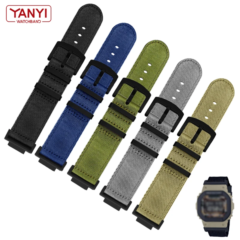 Nylon Watchband 22mm Stainless Steel Adapter 16mm for Casio G-Shock GA-110/100/120 GD-100 DW-5600 5610 Connector watch strap