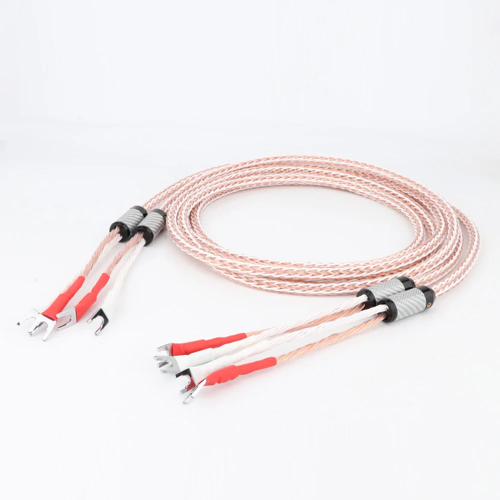 

Pair 8TC OCC copper Speaker Cable hifi audio Audiophile loudspeaker Cable with rhodium plated Y spade connectors