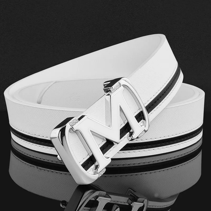 High Quality Designer Belts Men Cowhide white Belts For Men Luxury Brand Genuine Leather Belt Men Fashion Leisure Waist Strap