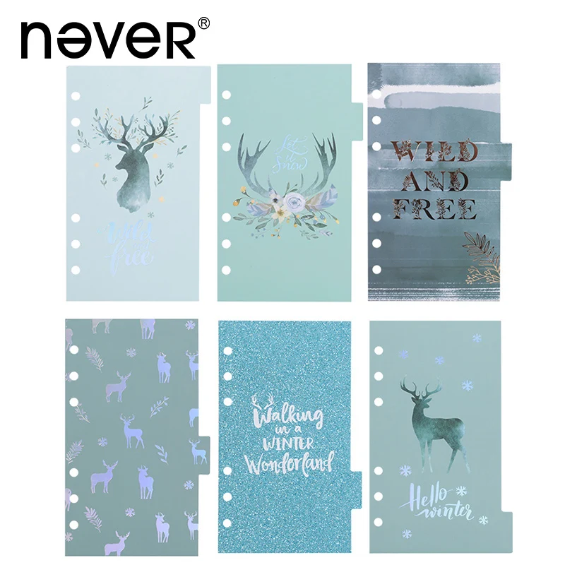 Never A6per Notebooks Index Pages Loose Leaf Binder Refill Dividers Cute Agenda 6 Holes Seperators Budget Planner Accessories