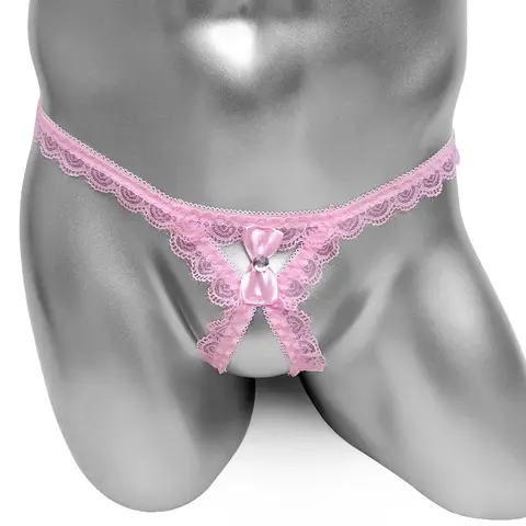 Seksi Erkek Tanga Penis Cockring Dantel Sissy Külot Lingerie İç T geri Ilmek Jockstrap Crotchless Açık Popo Bikini
