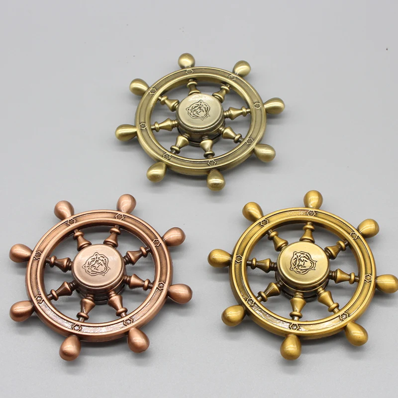 New Cool Vintage Volante Pirate Ship Leme Finger Spinner Metal Fingertip Fidget Toy Para Crianças E Presentes Adultos