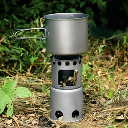 Camping Multi-functional Titanium Firewood Stove Ultralight Picnic Wood Charcoal Stove (no pot)