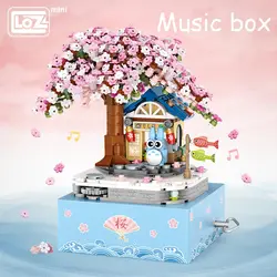 LOZ Mini Building small particles block children's toys with sound cherry blossom music box model gift music box female