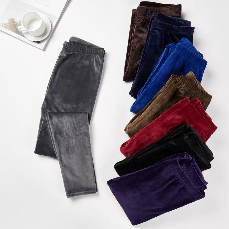 Warm Pants Knit Autumn Winter Fashion Plus Thick Velvet Warm Double Sided Cashmere Leggings High Waist Thermal Leggings