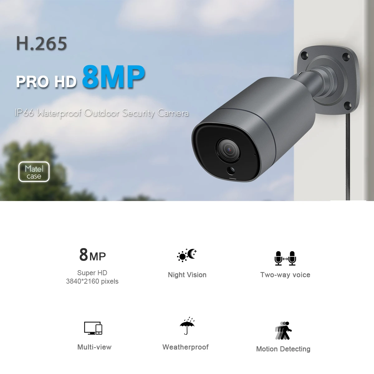 4K 8MP Smart IP Camera Outdoor Two-way Audio IR Night Vision CCTV Bullet Camera H.265 4MP POE Video Surveillance CCTV Camera