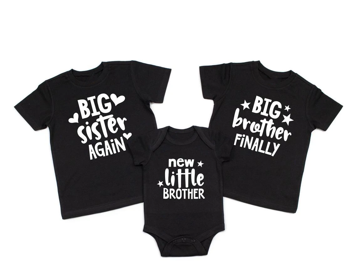 

Big Sister Again Big Brother Finally New Little Brother Baby Shower Gift Promoted To Big Sister Big Brother Matching Shirt