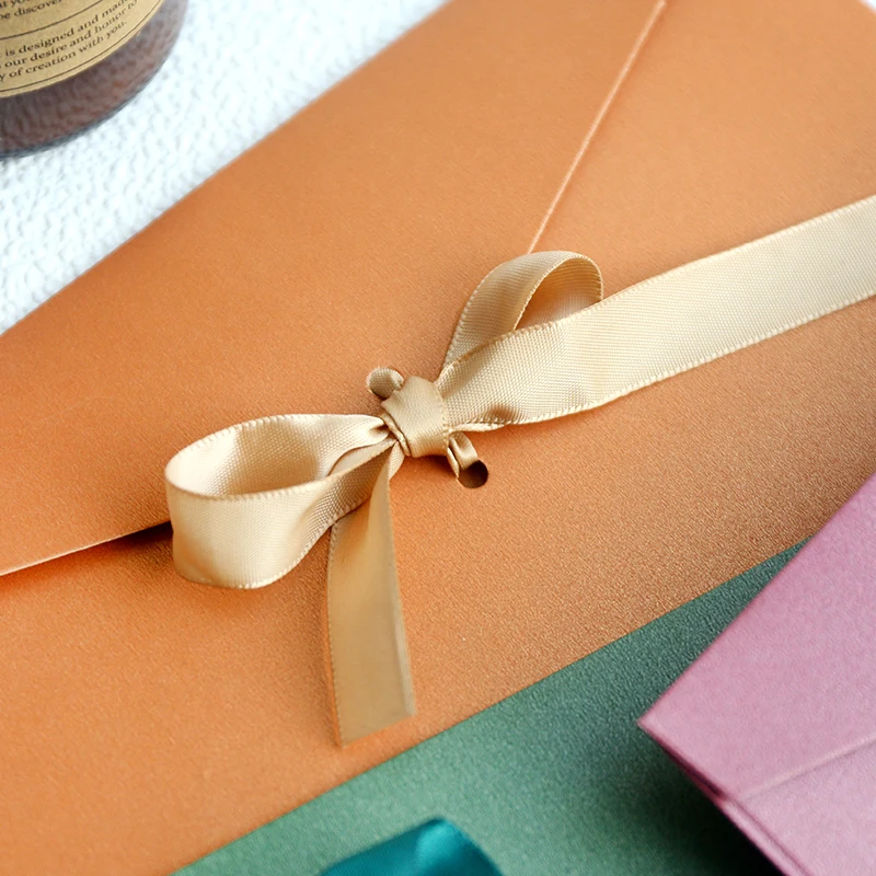 10pcs/set High Quality Ribbon Paper B6 & DL Size Envelopes Pearl Paper DIY Wedding Business Invitation Envelopes /Gift Envelopes