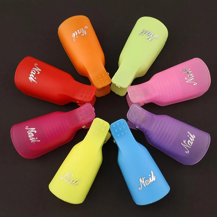 10ชิ้น/เซ็ตสีเล็บ Remover คลิปอะคริลิคเล็บอะคริลิค Soak ปิดคลิป Caps เจล UV เจล Quick Removal คลิป,10สี