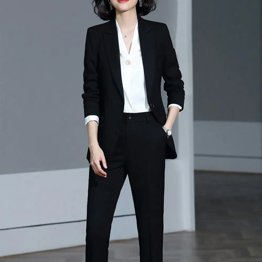 2019 new green women pant suit set blazer jacket & pants trouser 2 pieces set office lady work wear suit 5XL