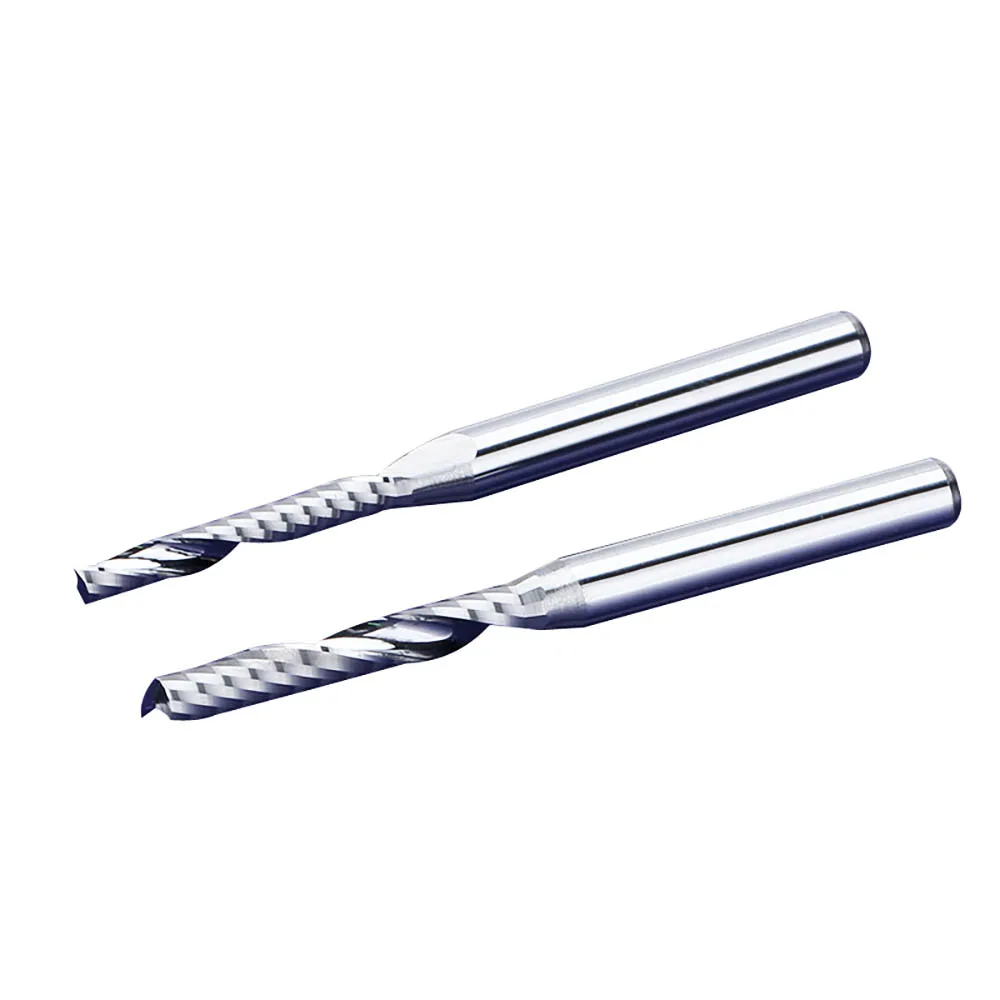 Vsharp CNC 1 Flute Spiral End Mill 3.175Mm Shank Tungsten Carbide Milling Cutter untuk Akrilik PVC Engraving Cutting CNC Bit