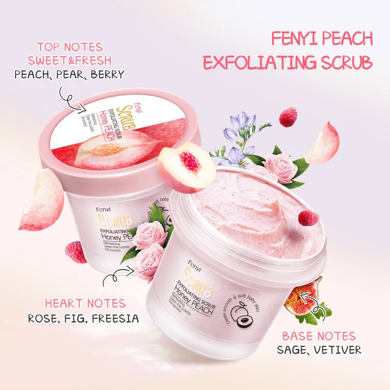 Laikou Peach Body Scrub Cream Exfoliating Peeling Gel Moisturizing Whitening Nourishing Elastic Skin Scrub Skin Care Body Care