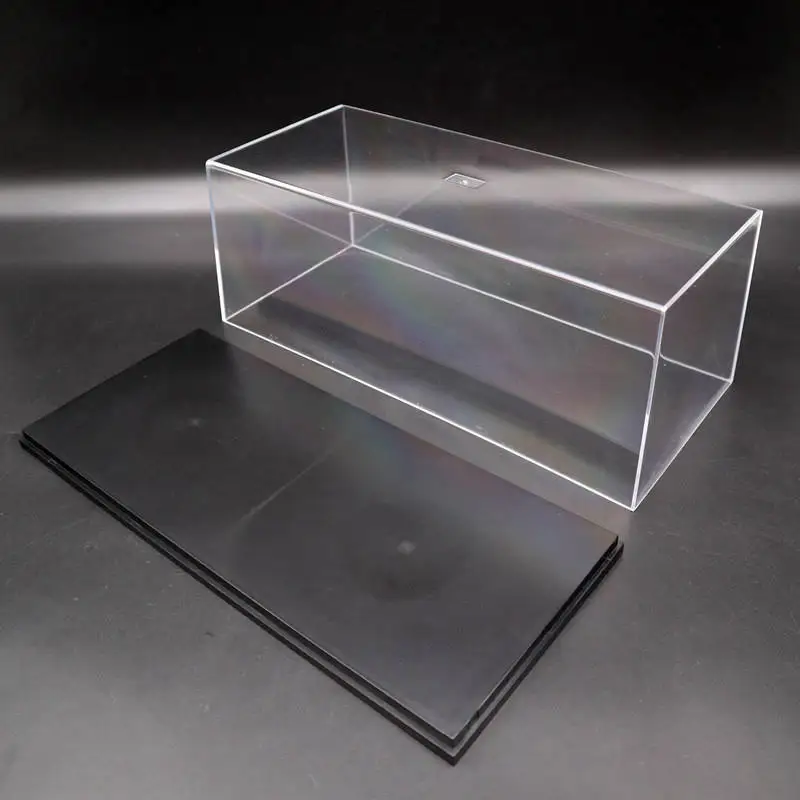 Caja de exhibición para modelo de coche, estuche acrílico transparente a prueba de polvo con Base negra, escala 1/18, 1/24, alta calidad, 29cm