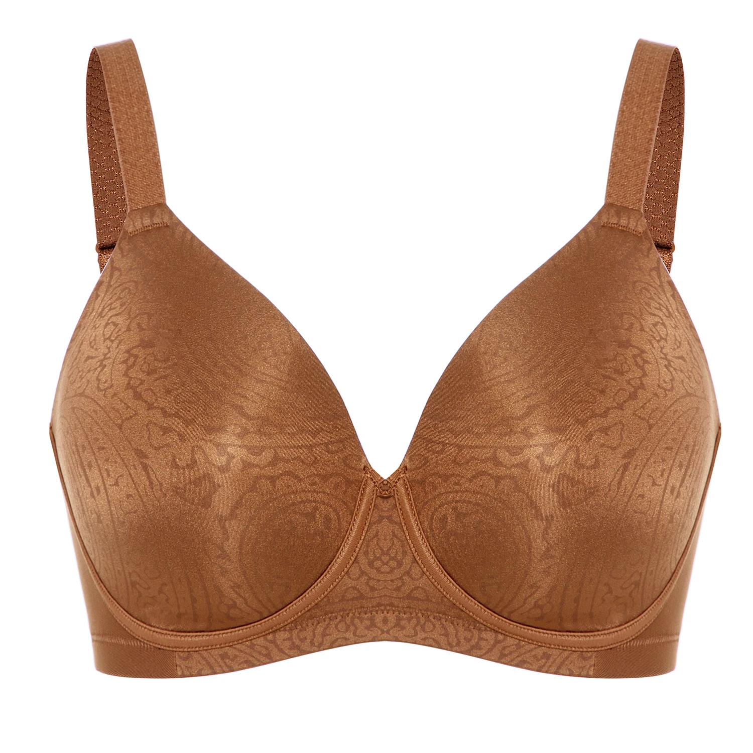 Women's Plus Size Jacquard Seamless Bra Full Coverage Molded Lightly Padded Wireless