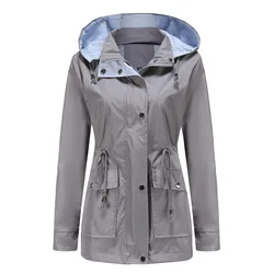 Veste coupe-vent à capuche pour femme, manteau imperméable à manches longues avec fermeture éclair, idéal pour la randonnée ou le Camping, collection automne/hiver S-3XL