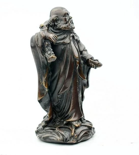 Imagem -04 - China Bronze Bodhidharma Buda Artesanato Estátua Roxa