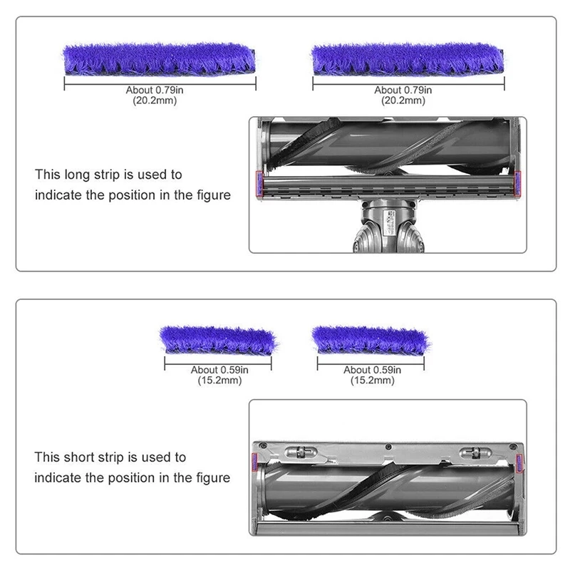 AD-6Pcs Replacement Soft Plush Strips for Dyson V7V8V10V11 Series Vacuum Cleaner Soft Roller Head Replacement Accessories