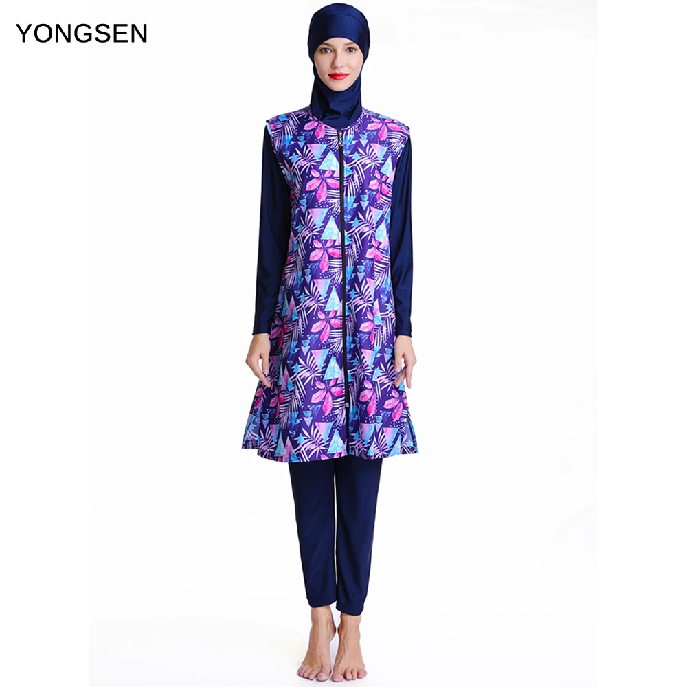 

YONGSEN Full Cover Costume swimwear Fashion Swimsuit High Quality Middle East Islamic Muslim long sleeve Print Burkinis Hijab