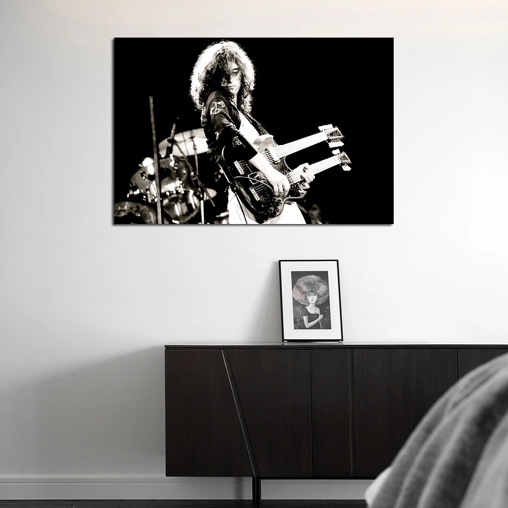 Young Jimmy Page Vintage Poster Canvas Cloth Fabric Prints Unframed Paintings Wall Art Picture for Living Room