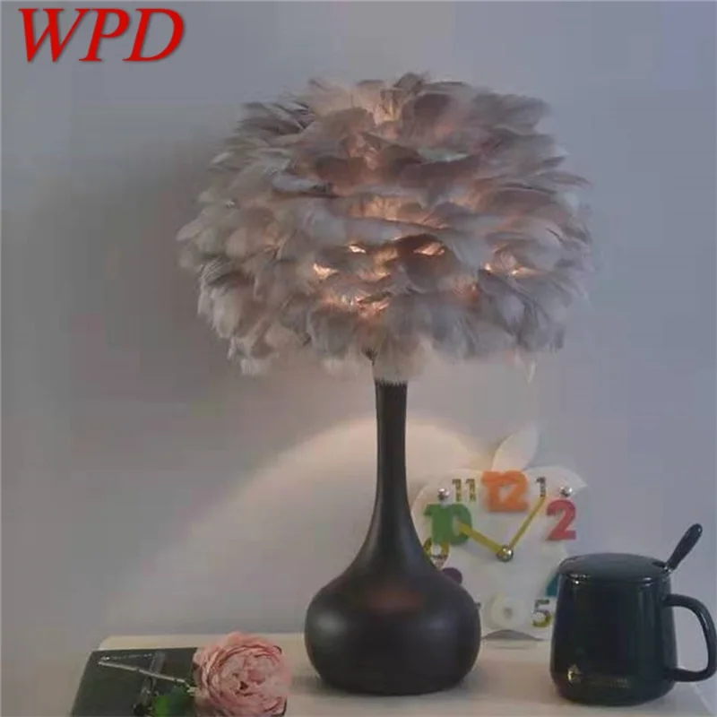 

WPD Creative Table Lamps Contemporary Feather Desk Lights for Home Living Bed Room Decoration