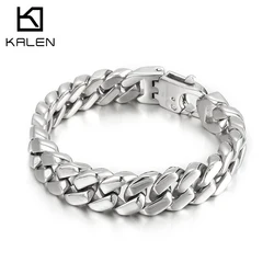 Kalen 13mm 316L Stainless Steel Polished Men's Bracelet Wristband Pure Color Punk Jewelry
