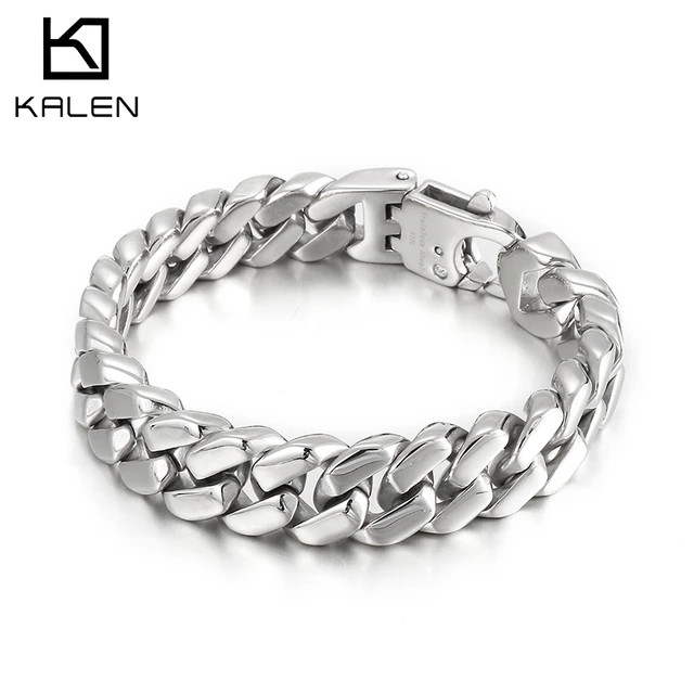 Kalen 13mm 316L Stainless Steel Polished Men s Bracelet Wristband Pure Color Punk Jewelry
