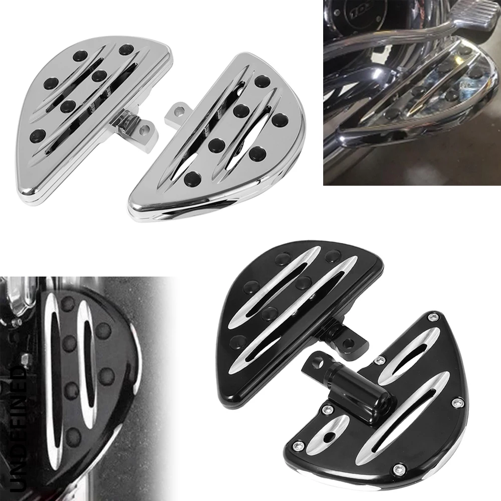 Motorcycle CNC Rear Foot Pegs Passenger Floorboards Footrest Pedal Chrome/ Black For Harley Touring Glide Softail Sportster