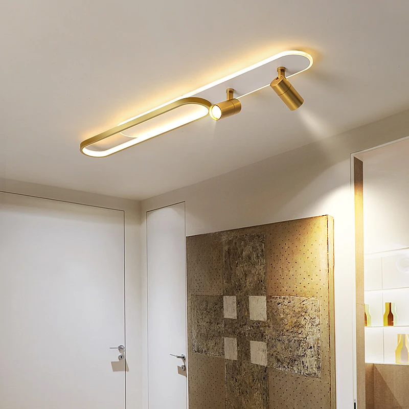 Modern Minimalist LED Ceiling Lamp Bedroom Bedside Aisle Corridor Cloakroom Decorative Lamp Strip with Spotlight Ceiling Lamp