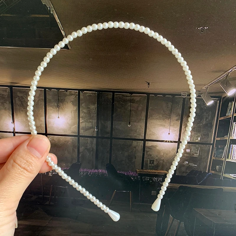 Elegant Simulated Pearl Beads Hairband Hair Accessories 2020 Fashion Width Hair Hoop Headband Hair Bands for Women Wholesale