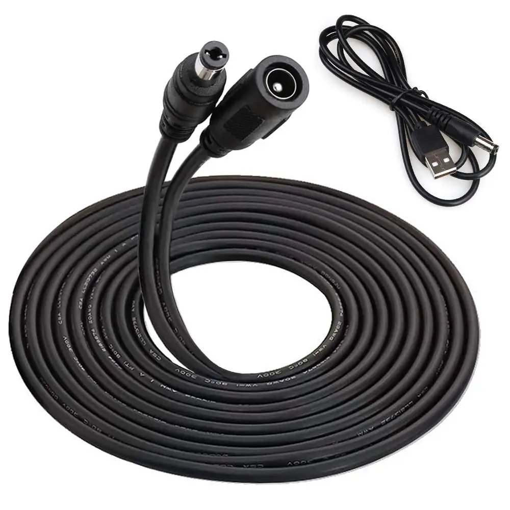 10ft 5.5mm x 2.1mm fêmea para macho dc 12v cabo de extensão de energia para câmeras de segurança cctv ip câmera dvr presente de usb para dc 5.5mm