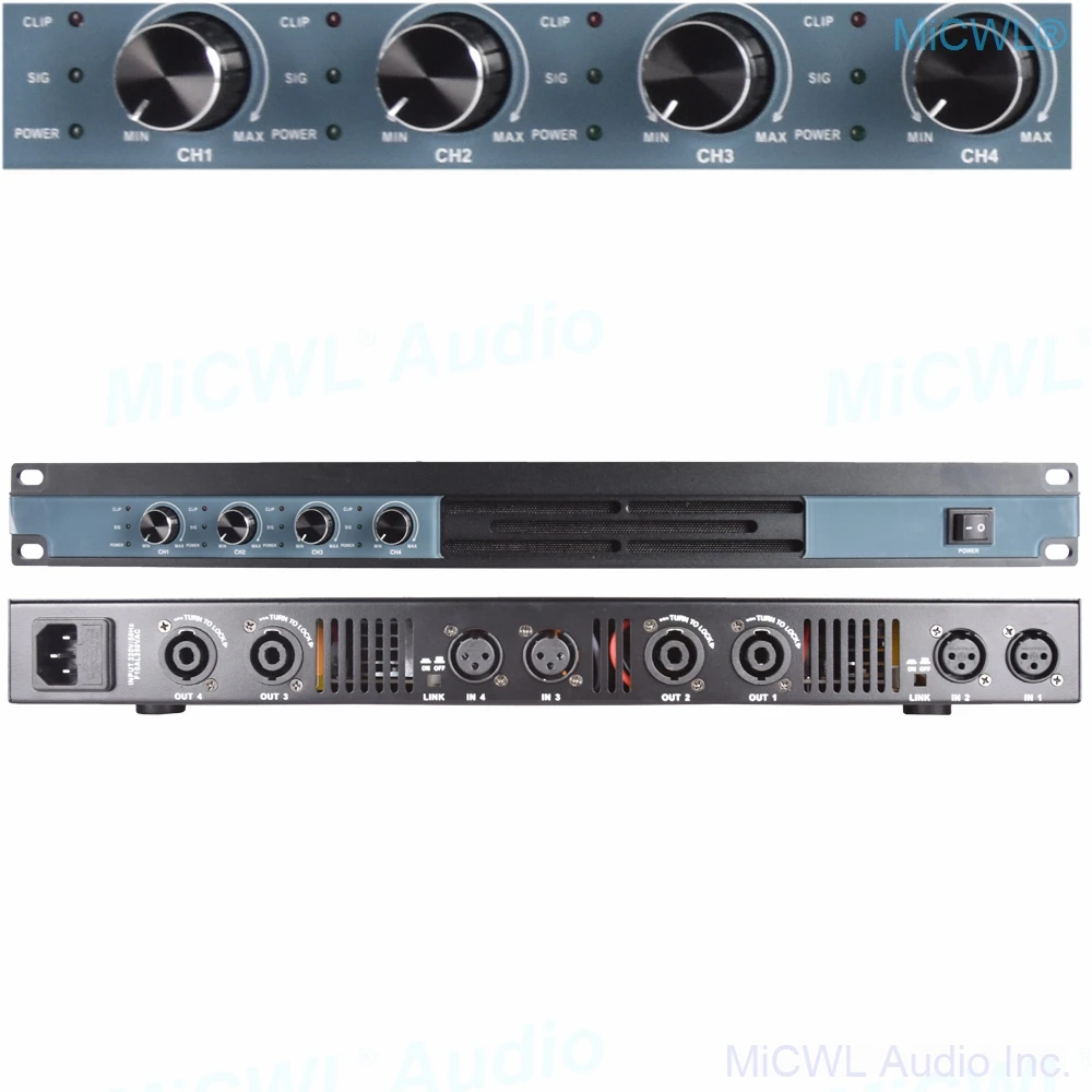 5200W Digital High Power Amplifier 1300W x 4 Channel Microphone Power Preamps AMP 4 Channel Stage Audio Sound 2600 Watt