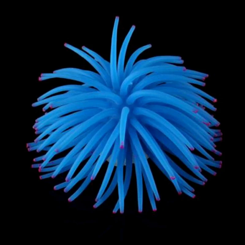 Silicone Sea Anemone Decor Aquarium Coral Ornaments DIY Fish Tank Decoration Blue Artificial Fish House for Play Sleep